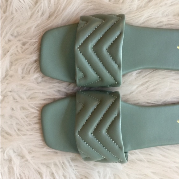 Sea Foam Quilted Square Toe Sandals - Picture 3 of 16